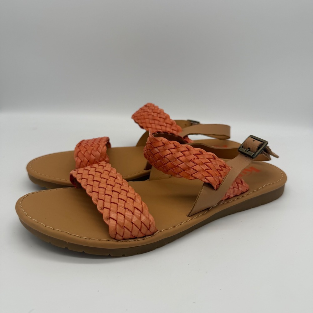 Korks‎ Callista Orange Woven Slingback Flat Sandals Womens 8M Faux Leather Vegan